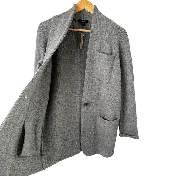 NWT J.Crew Cocoon Sweater Blazer Wool Merino Alpaca in Light Gray, Size XS - Picture 8 of 12